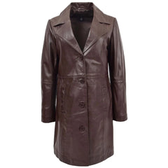 Women Long Brown Leather Coat