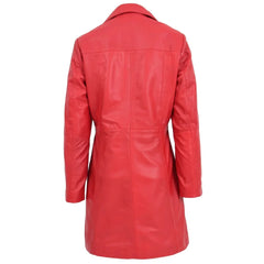Women Long Red Leather Coat