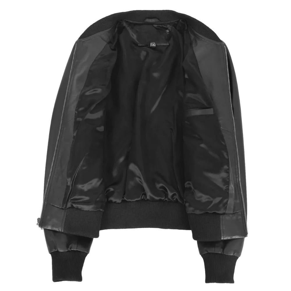 Women's Classic Black Leather Zip Jacket