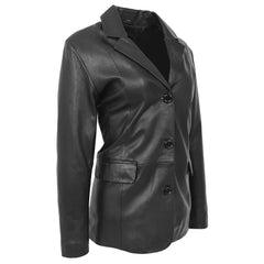 Women's Premium Black Leather Coat