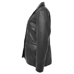 Women's Premium Black Leather Coat