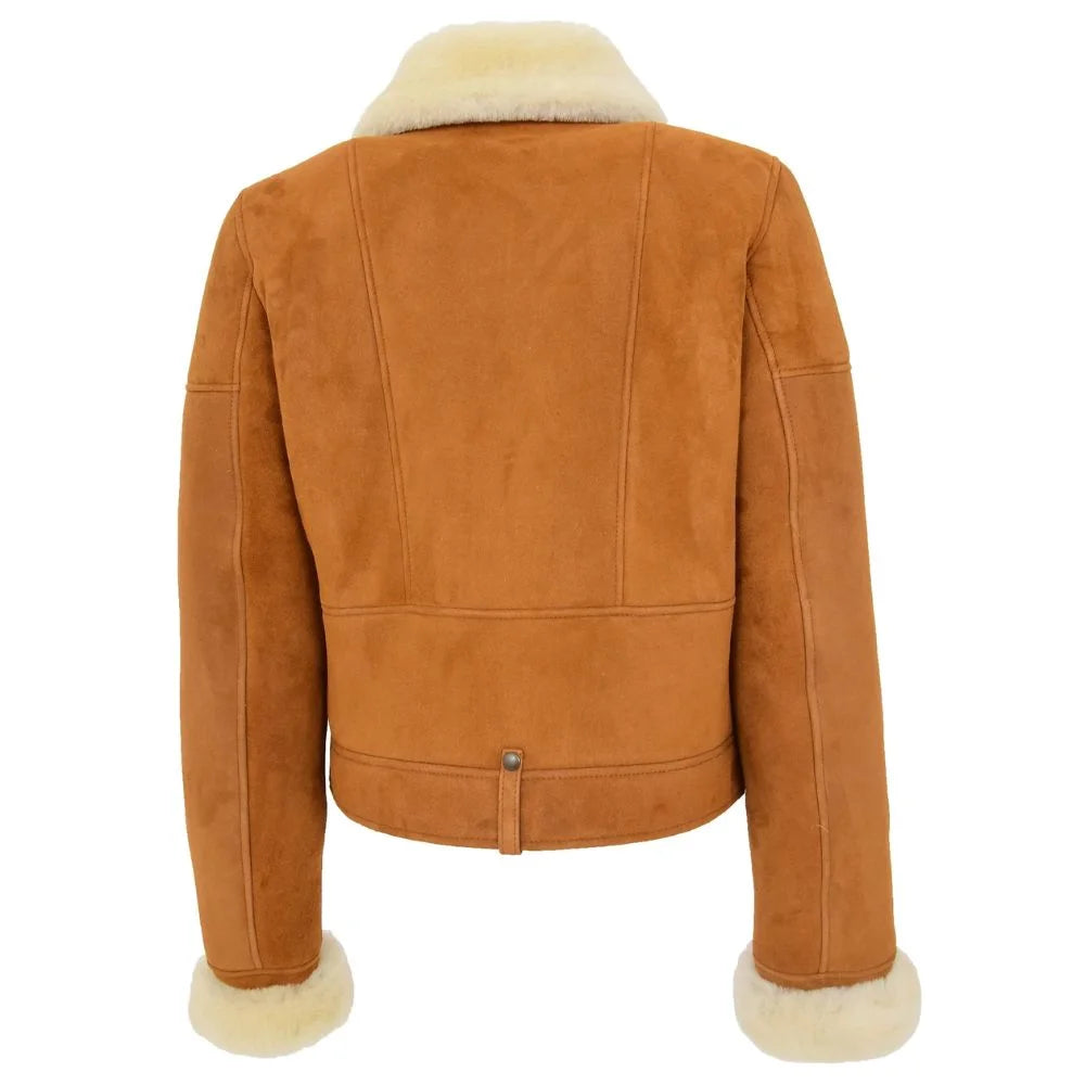 Women Shearling Suede Leather Jacket