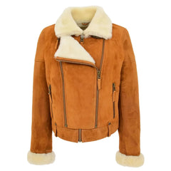 Women Shearling Suede Leather Jacket