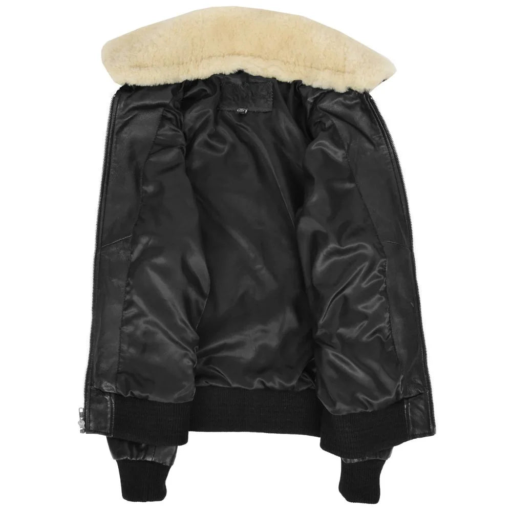 Women Winter Shearling Bomber Jacket