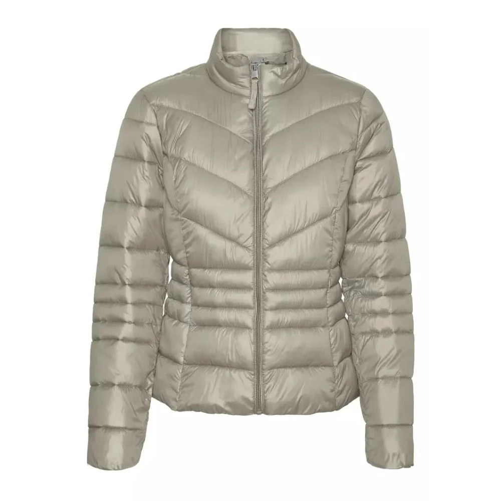 Women Black Puffer Jacket with Quilted Design