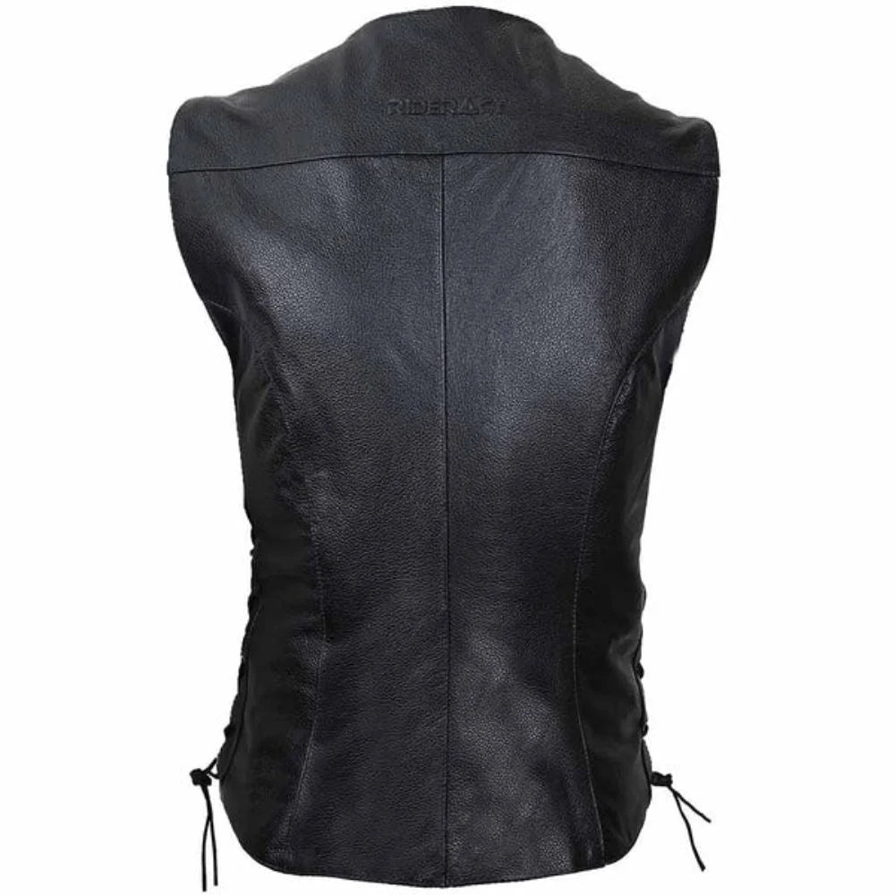 Women Classic Black Leather Vest
