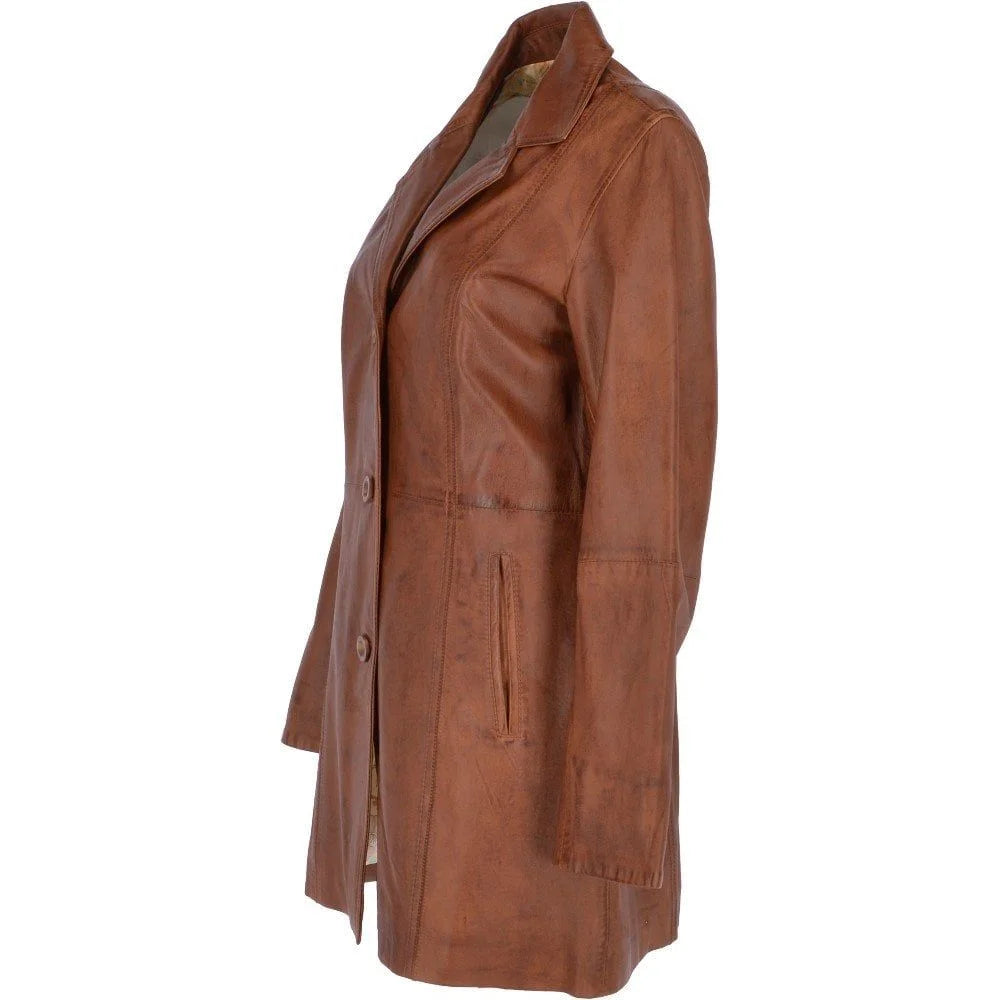 Women Italian Trench Leather Coat
