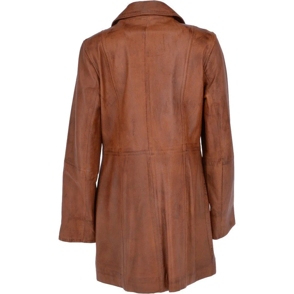 Women Italian Trench Leather Coat