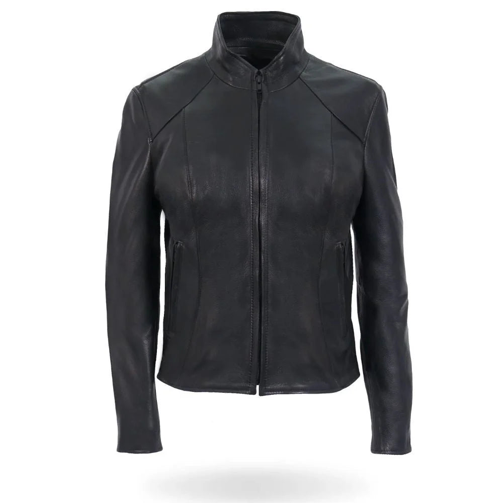 Women Sleek Design Black Leather Jacket