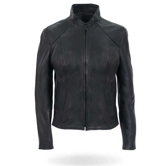 Women Sleek Design Black Leather Jacket