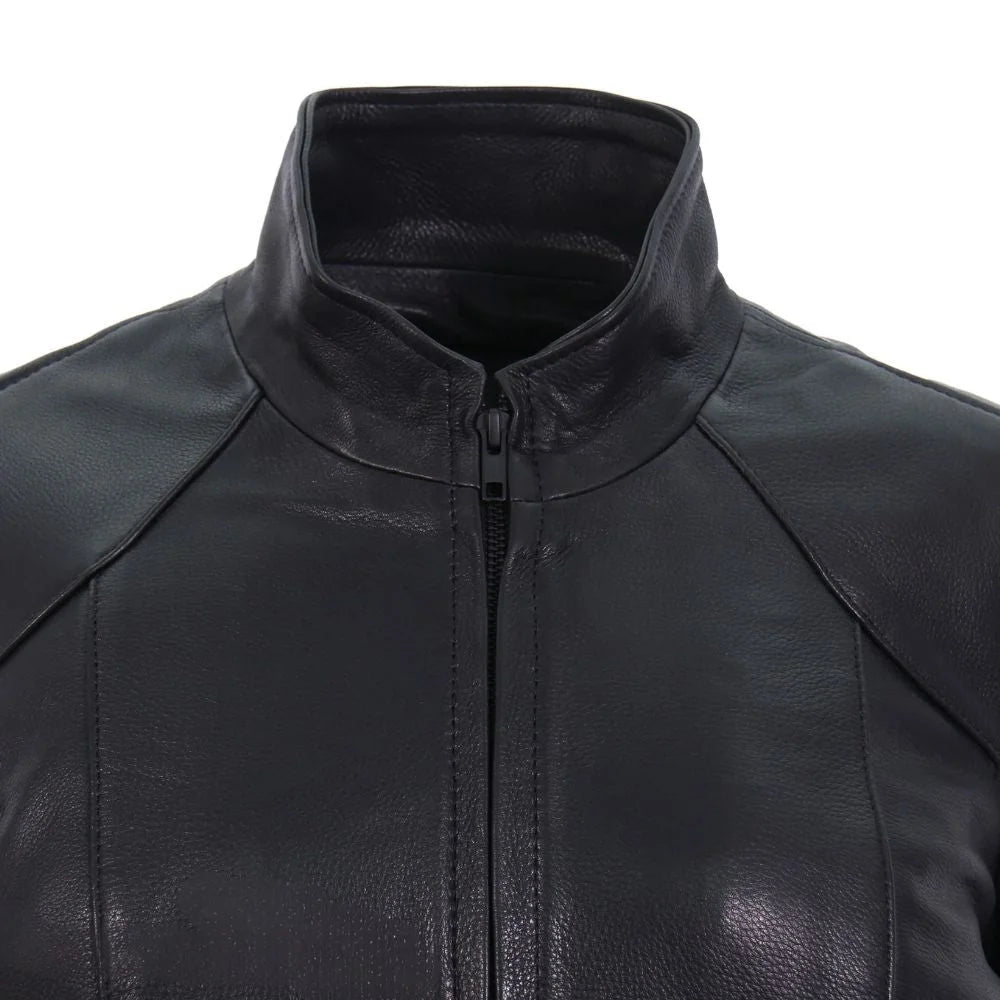 Women Sleek Design Black Leather Jacket