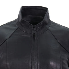 Women Sleek Design Black Leather Jacket