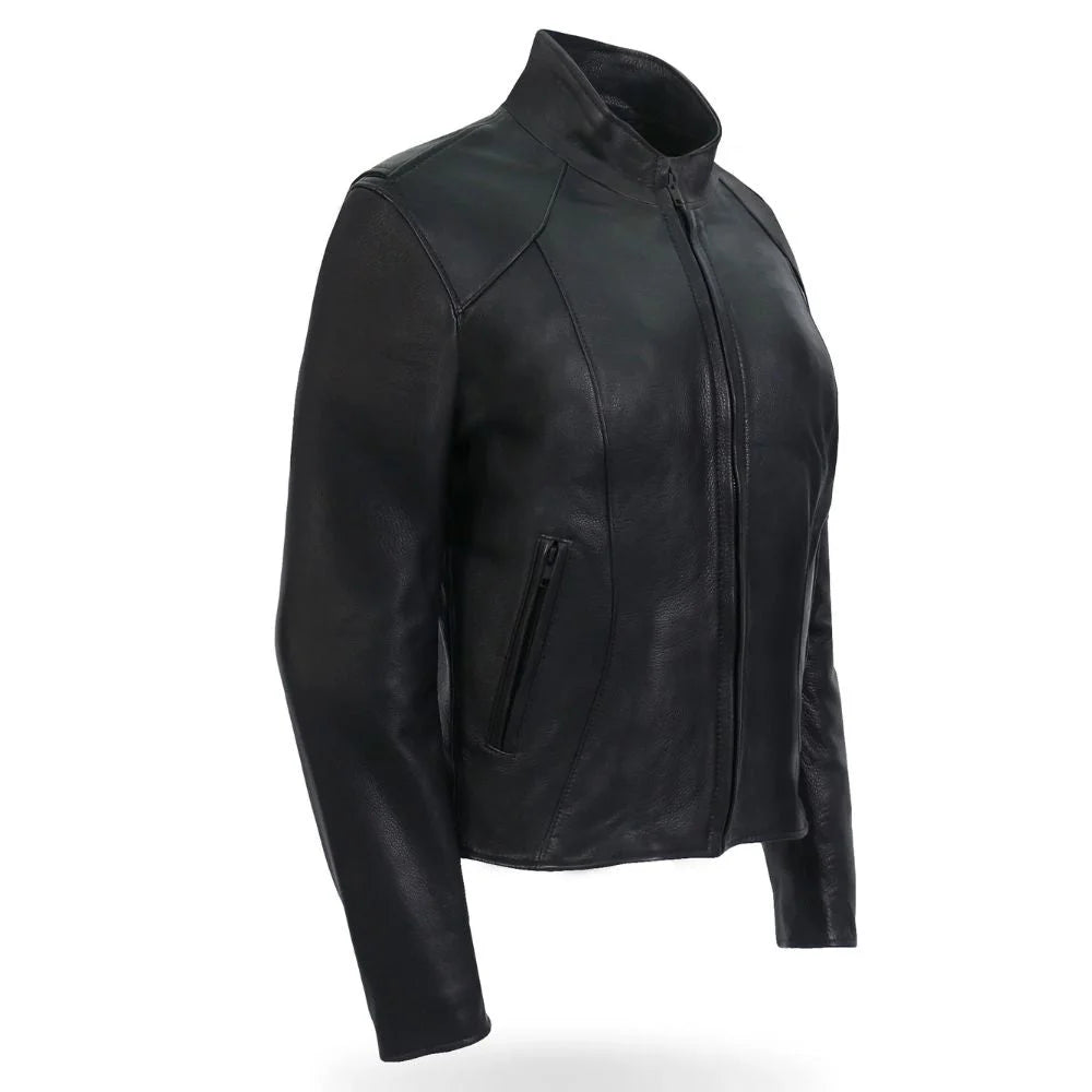 Women Sleek Design Black Leather Jacket