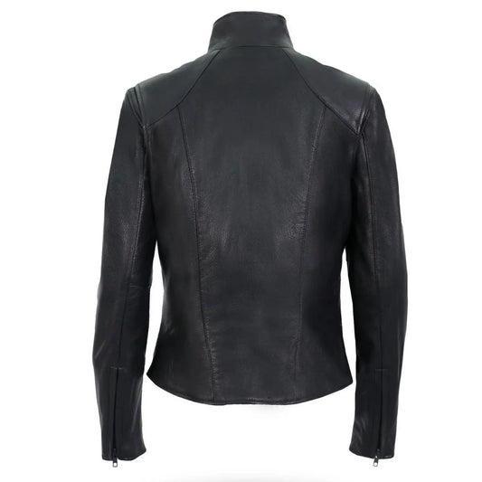 Women Sleek Design Black Leather Jacket