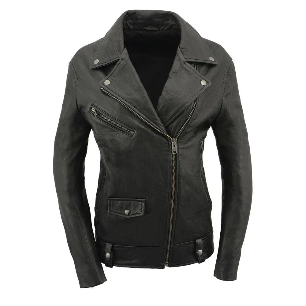 Women Vintage-Inspired Leather Jacket