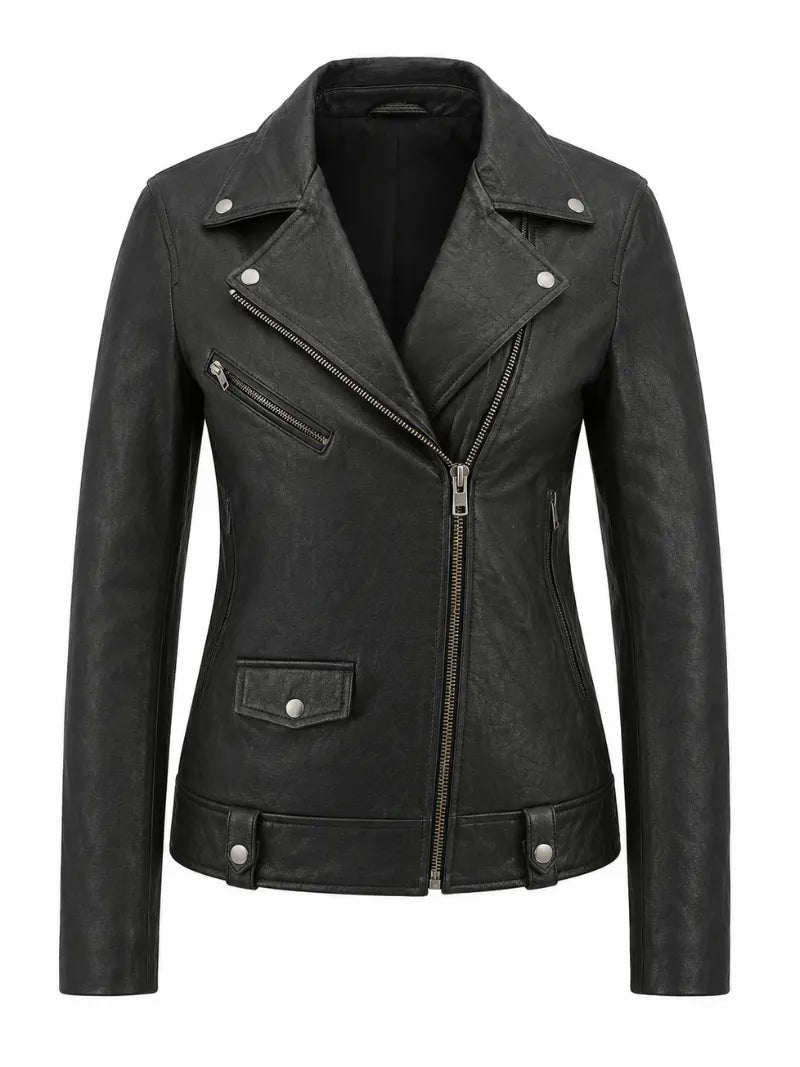 Women's Vintage-Inspired Leather Jacket, front view
