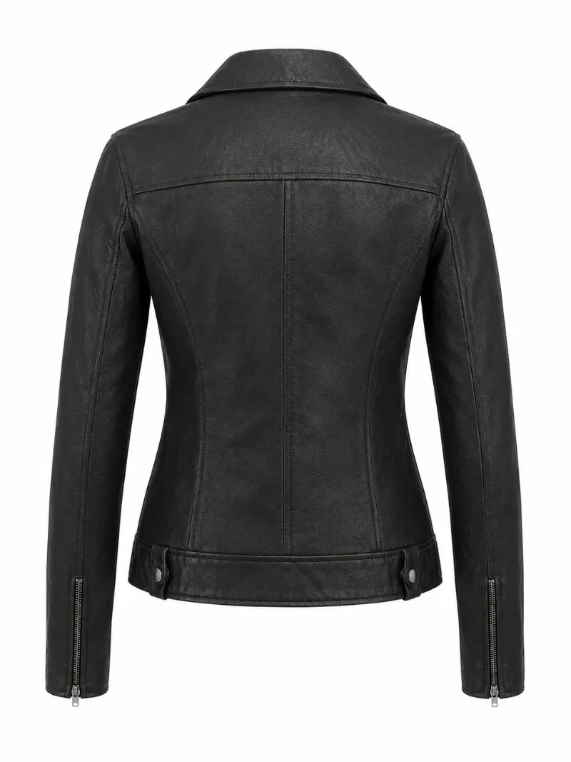 Women's Vintage-Inspired Leather Jacket, back view