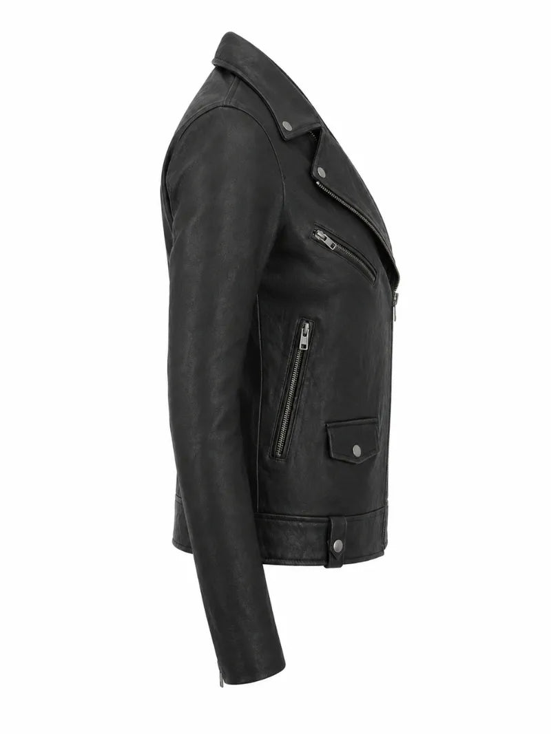 Women's Vintage-Inspired Leather Jacket, side view