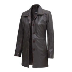 Women Vintage-Inspired Vintage Leather Coat