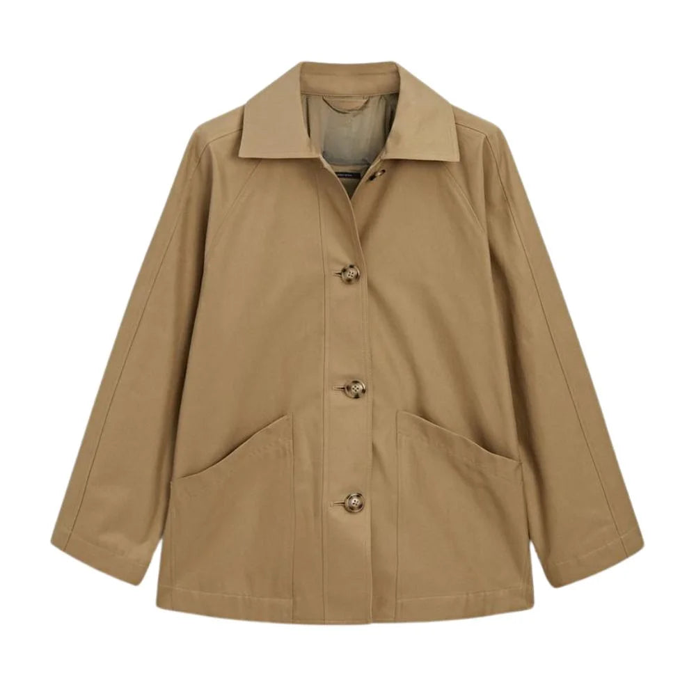 Women's Beige Cotton Trench Jacket
