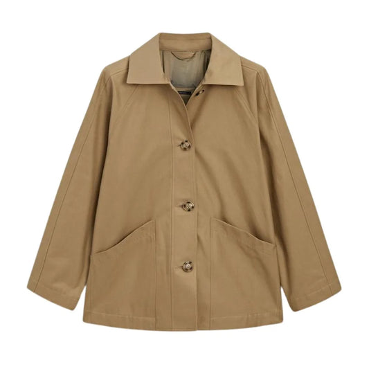 Women's Beige Cotton Trench Jacket