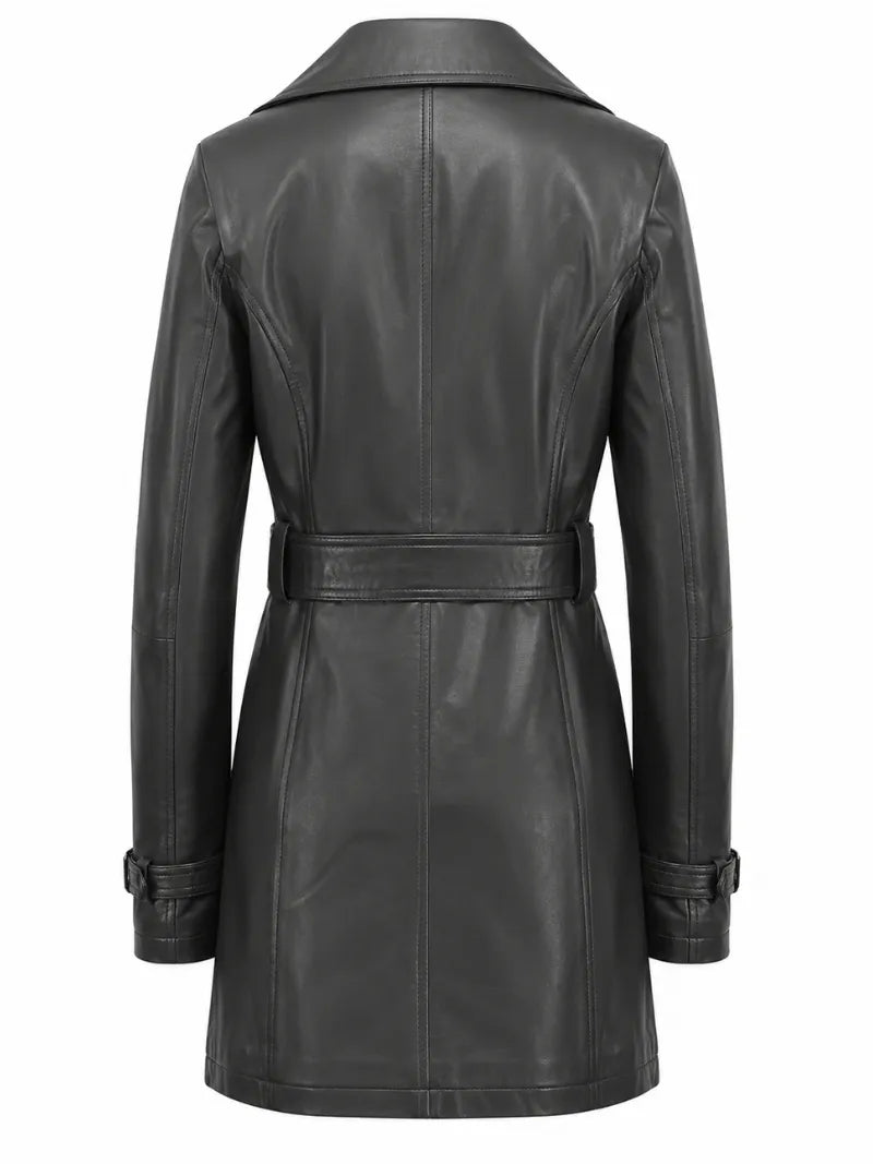 Women’s Belted Leather Trench Coat