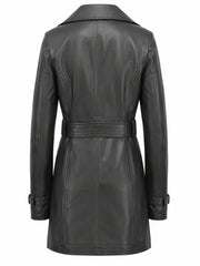Women’s Belted Leather Trench Coat