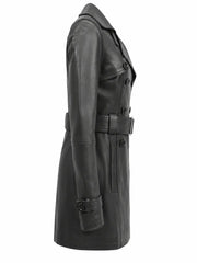 Women’s Belted Leather Trench Coat