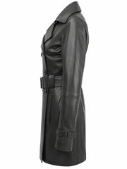Women’s Belted Leather Trench Coat