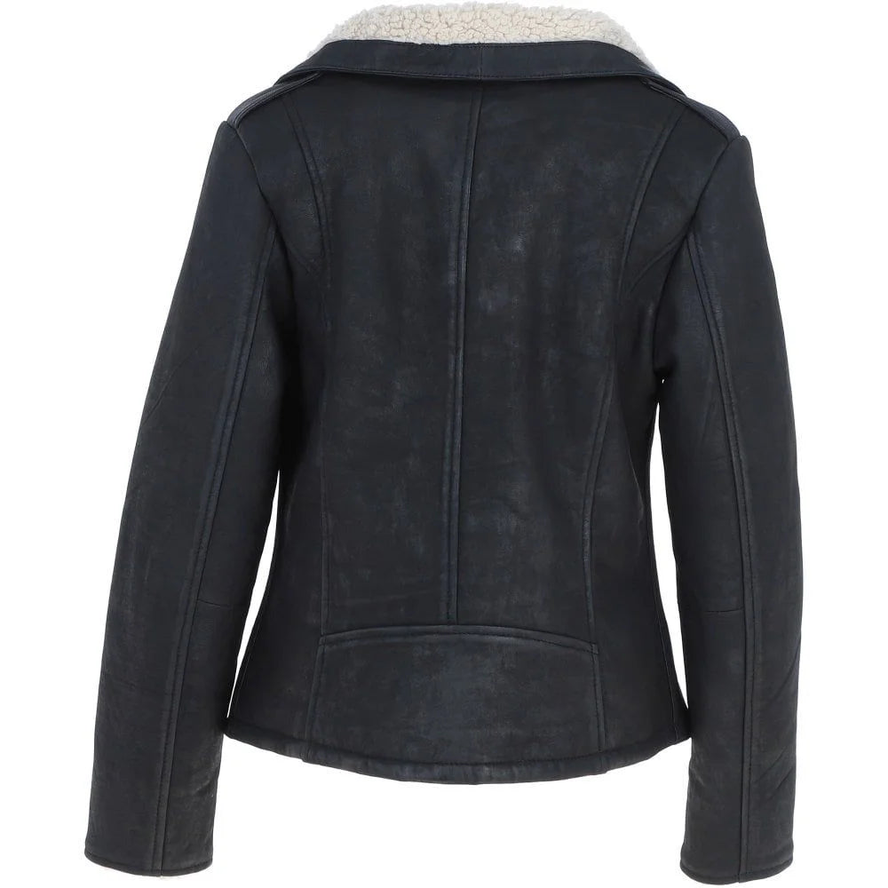 Women's Black Fur Leather Jacket