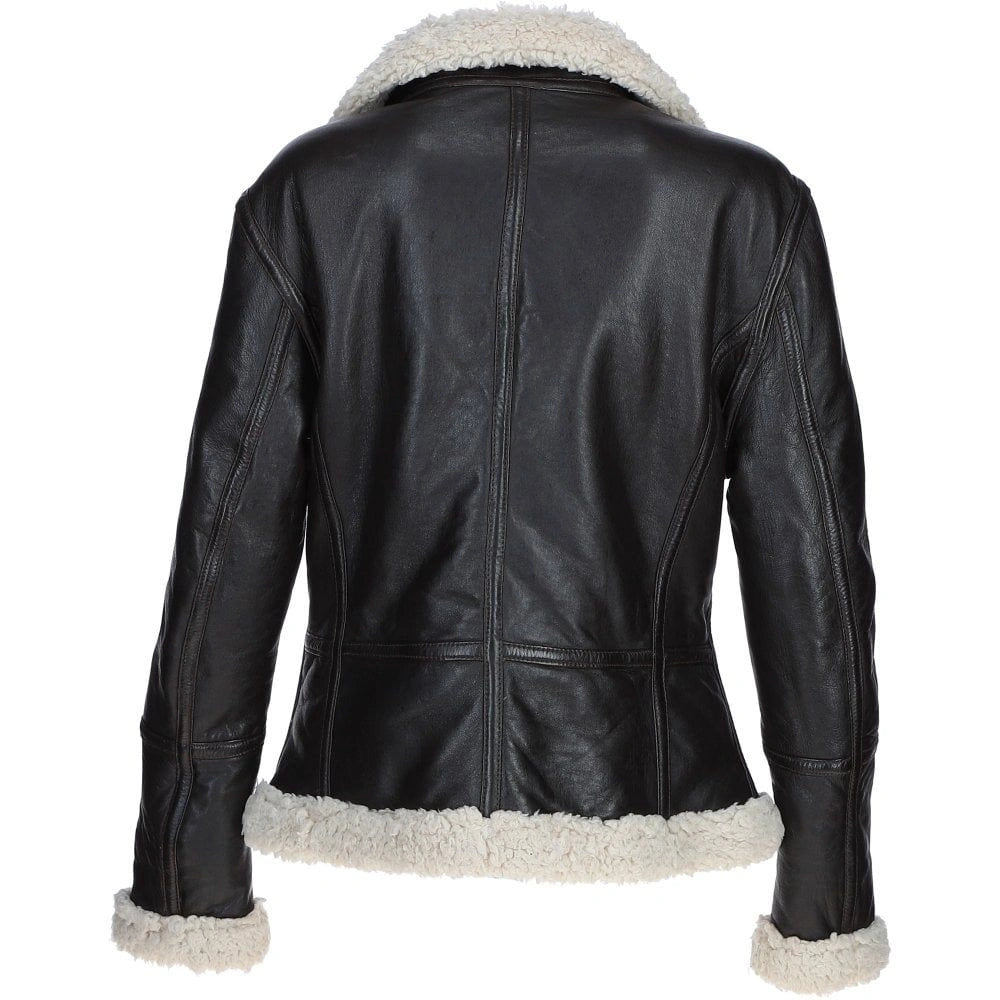 Women's Black Leather Shearling Classic Jacket