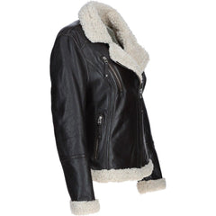 Women's Black Leather Shearling Classic Jacket