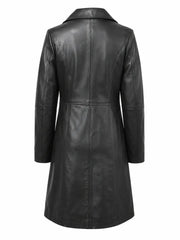 Women's Black Leather Long coat