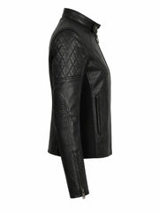 Women's Black Leather Smart Jacket Right 