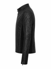 Women's Black Leather Smart Jacket Left 