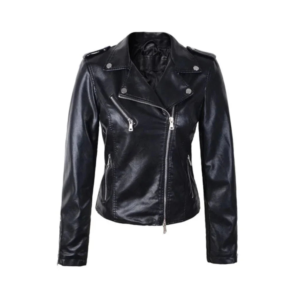 Women's Black Asymmetrical Zipper Jacket