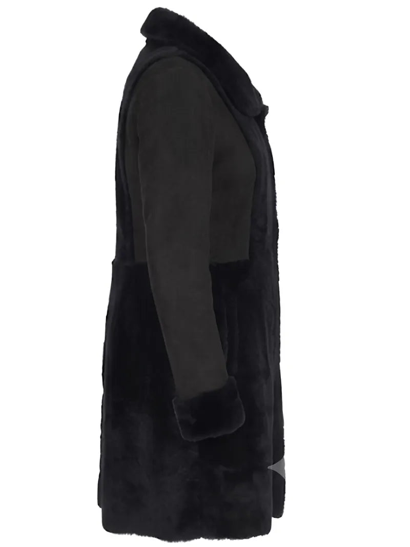 Women's Black Shearling Fur Coat