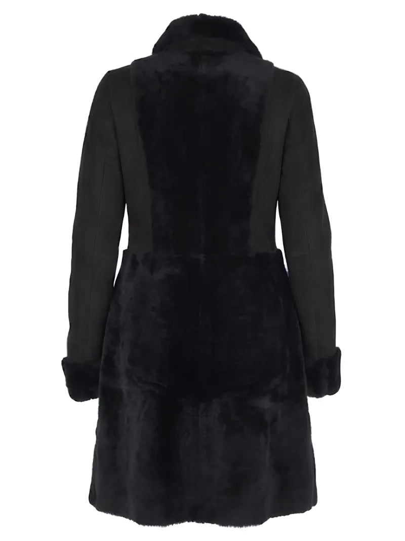 Women's Black Shearling Fur Coat