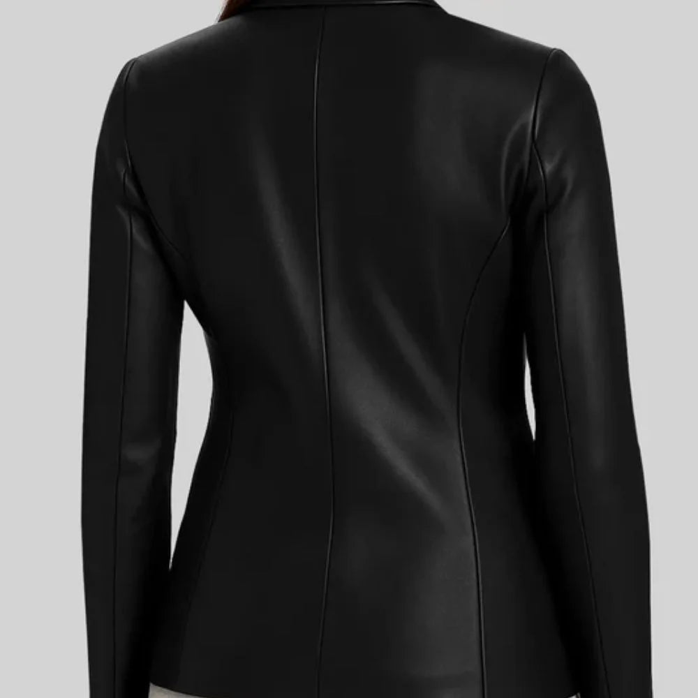 Women’s Black Slim Fit Leather Blazer