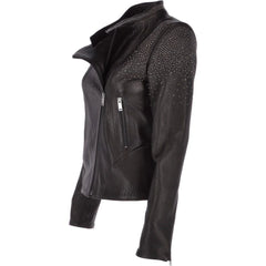 Women's Black Studded Leather Jacket