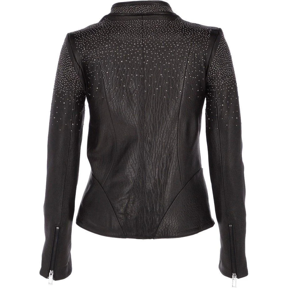 Women's Black Studded Leather Jacket