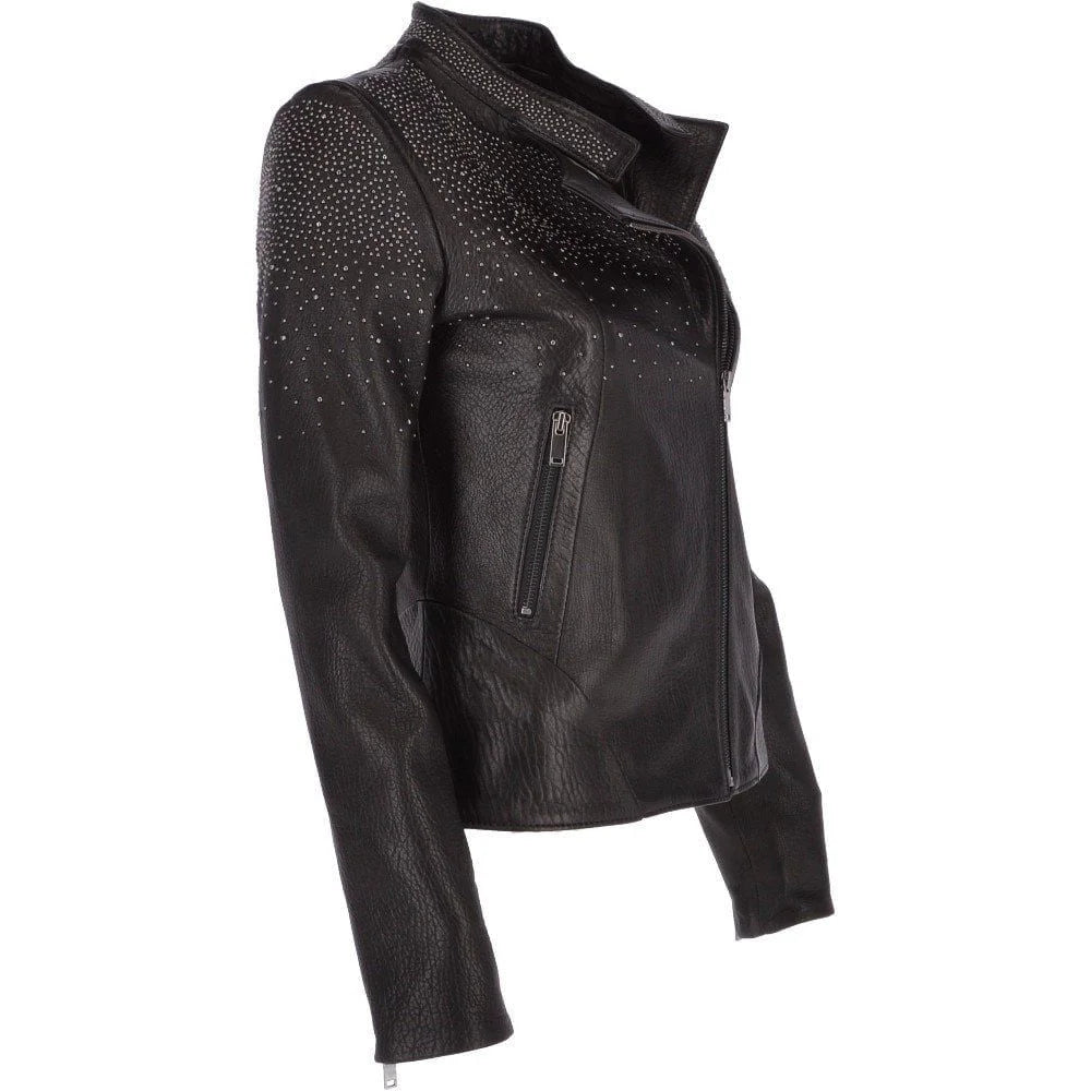Women's Black Studded Leather Jacket