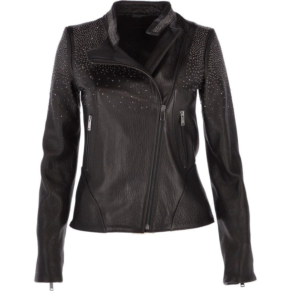 Women's Black Studded Leather Jacket
