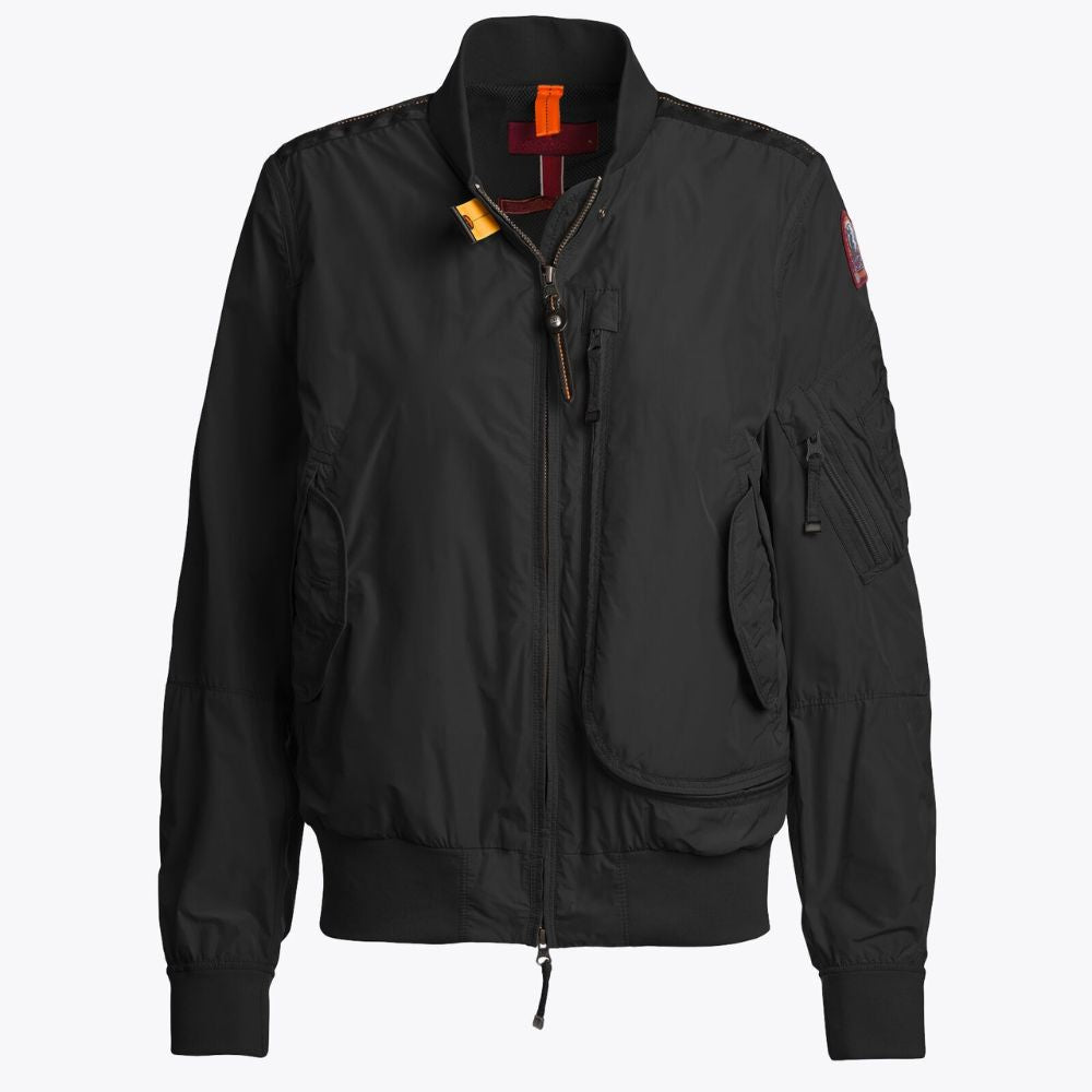 Women's Black Bomber Jacket with Utility Pocket