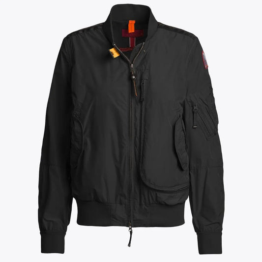Women's Black Bomber Jacket with Utility Pocket