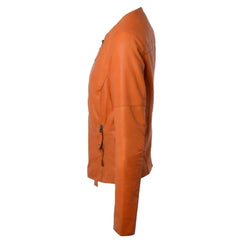 Women's Bold Orange Leather Jacket