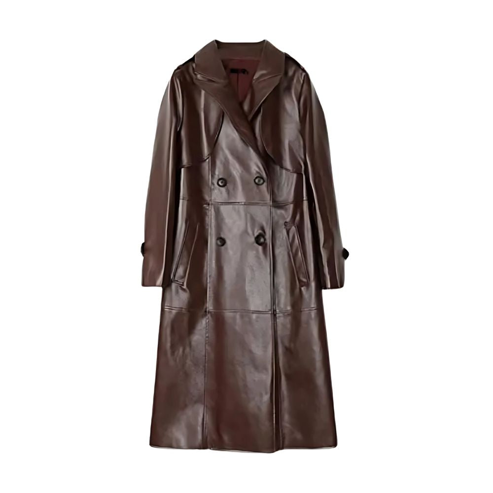 Women’s Brown Leather Trench Coat