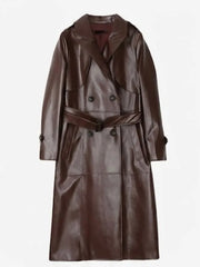 Women’s Brown Leather Trench Coat