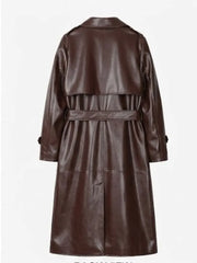 Women’s Brown Leather Trench Coat