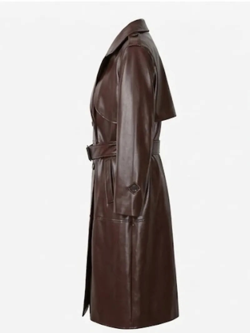 Women’s Brown Leather Trench Coat
